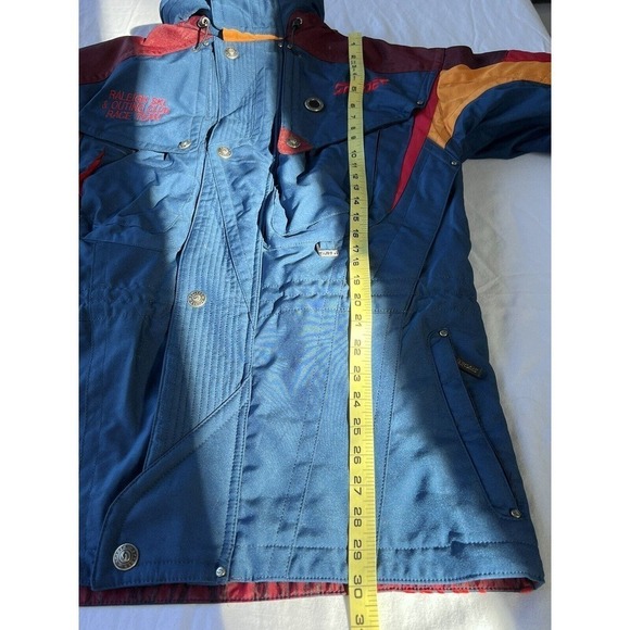 VTG Spyder Ski Coat Jacket Blue Red SM Snowboard Heavy Zip Lining Hood Gorpcore - Picture 12 of 15
